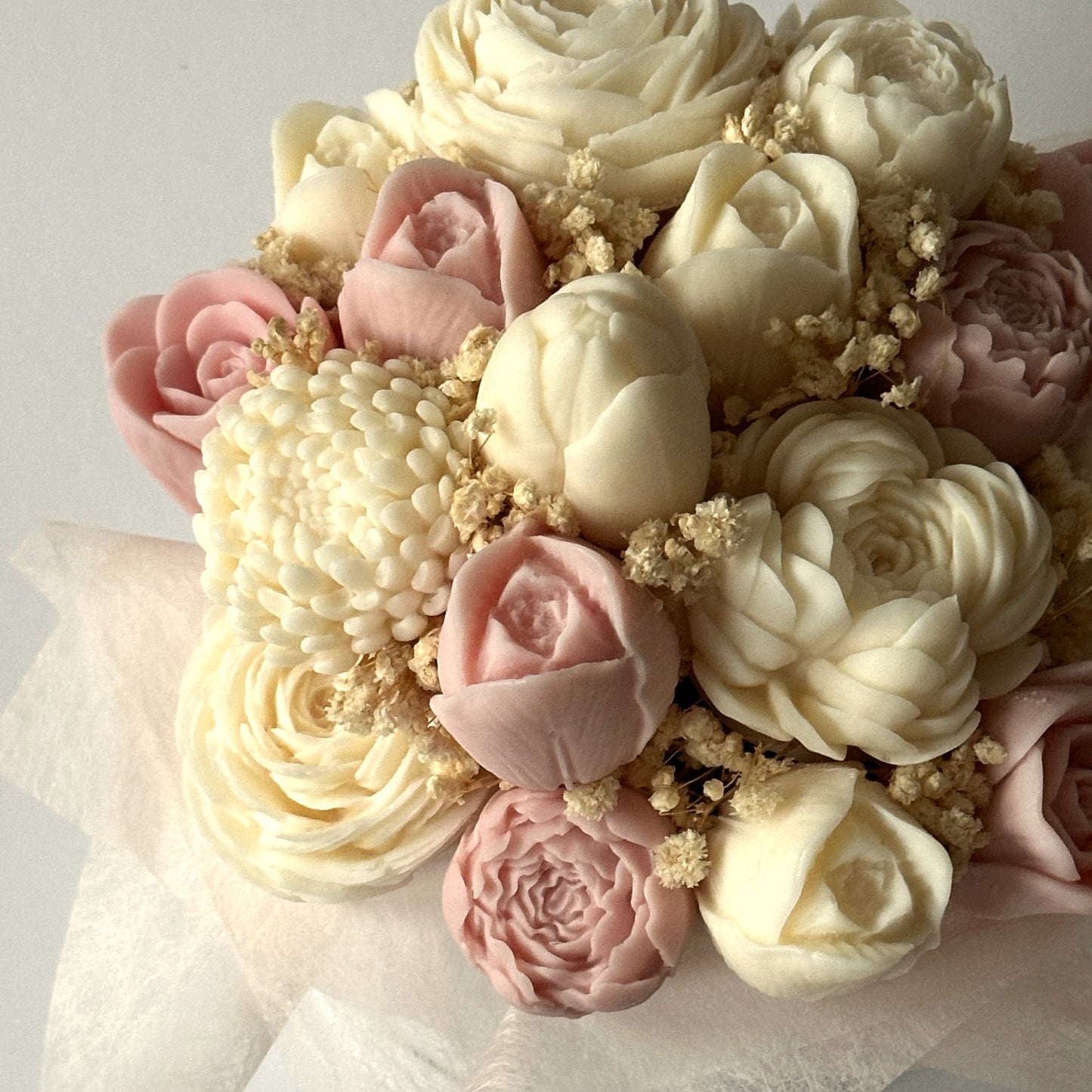 Lebenslanger Wachsstrauß "Rosé Bloom"