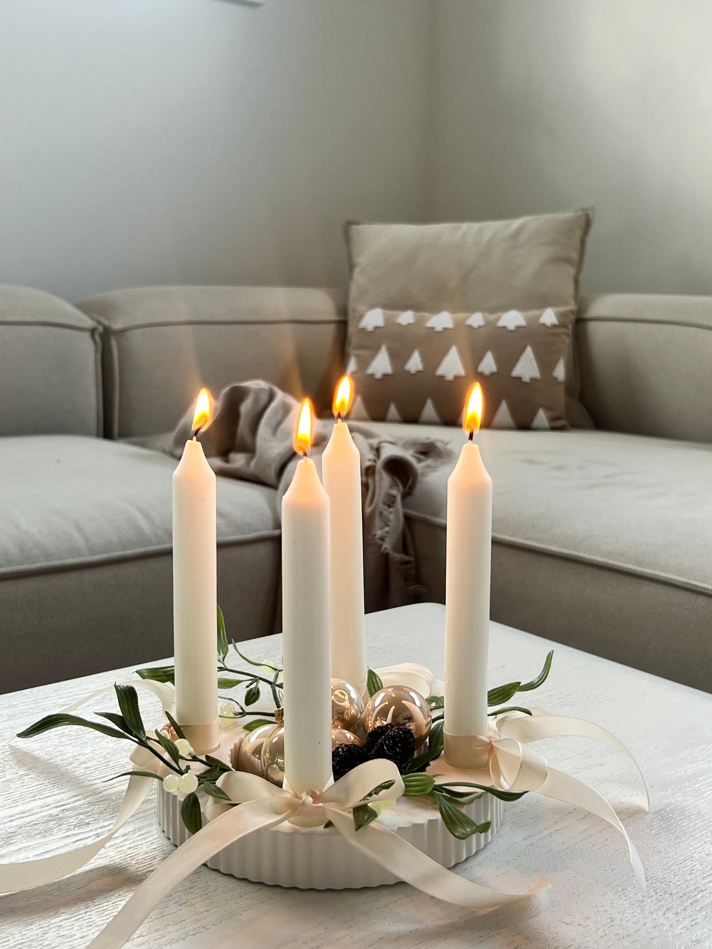 Weihnachtskranz | Adventskranz für Stabkerzen