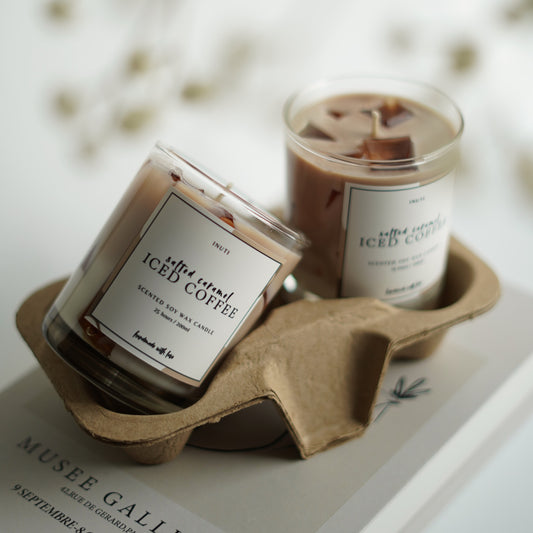 Salted Caramel Iced Coffee Duftkerze | Getränke-Kerze mit Eiswürfeln