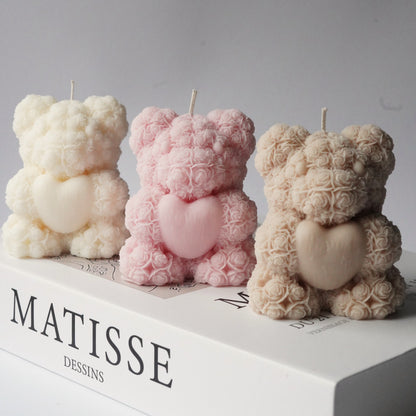 Teddy Kerze mit Herz