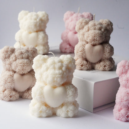 Teddy Kerze mit Herz