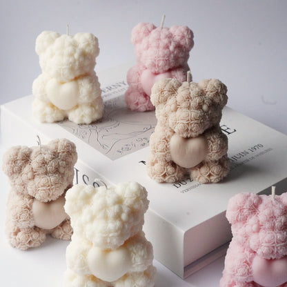 Teddy Kerze mit Herz