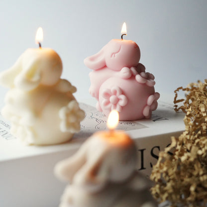 Kerze | Hase mit Blümchen