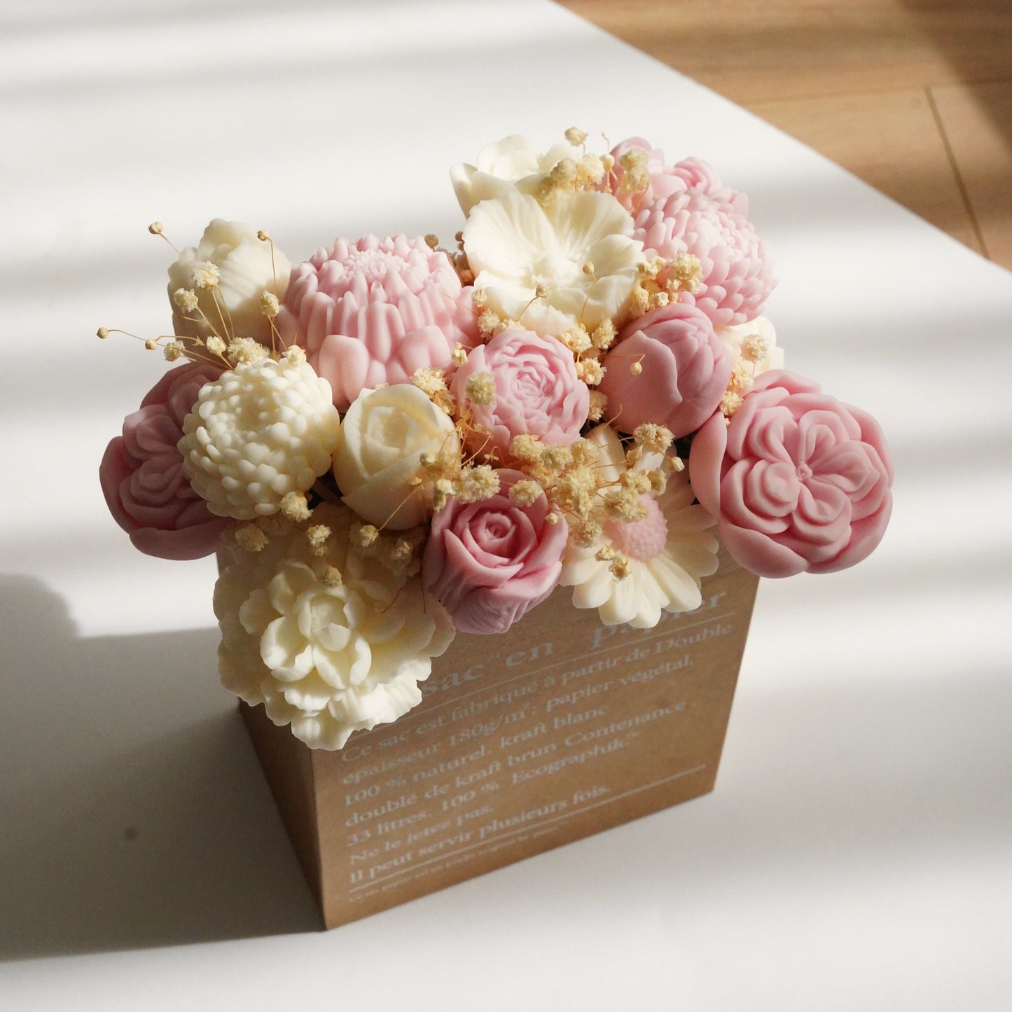 Lebenslanger Wachsstrauß "Rosé Bloom Paper Bag"