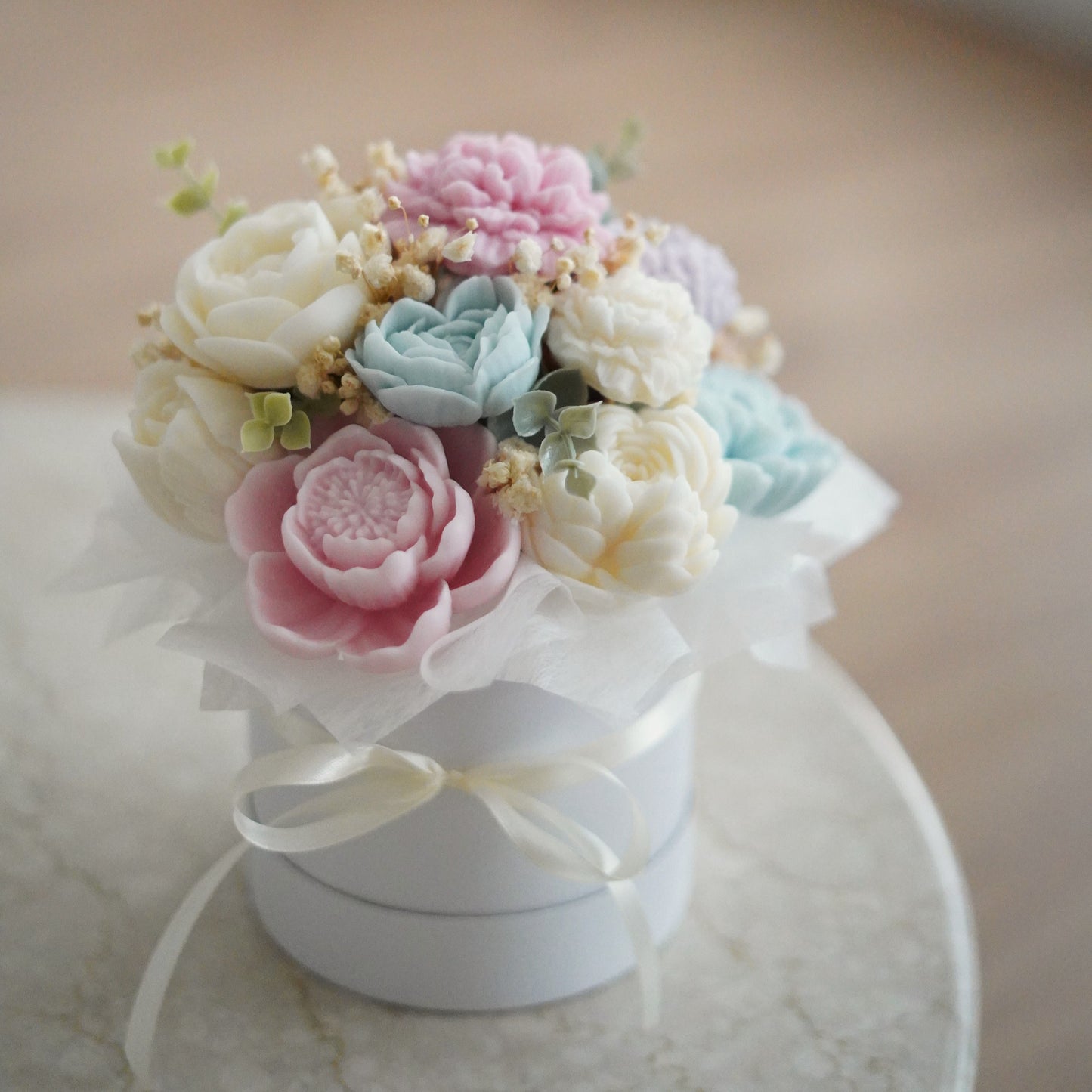 Lebenslanger Wachsstrauß "Pastel Bloom"