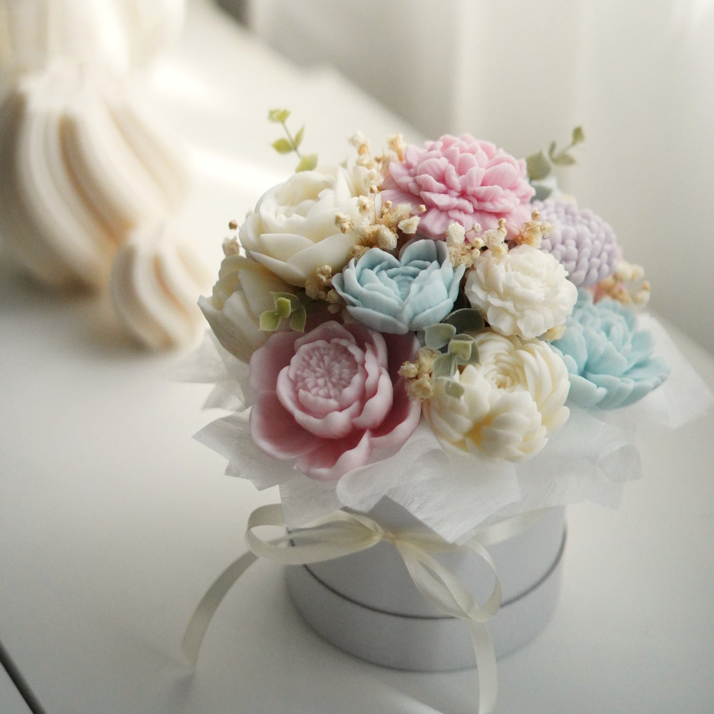 Lebenslanger Wachsstrauß "Pastel Bloom"