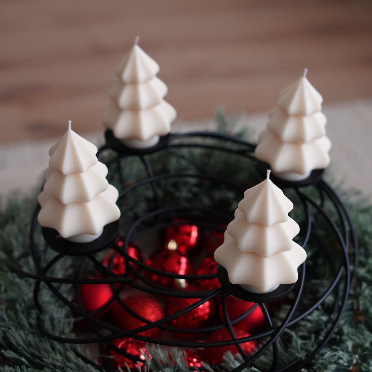 4er-Set Baum Kerze für Adventskranz