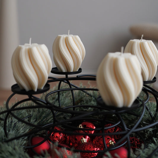 4er-Set Swirl Kerze für Adventskranz