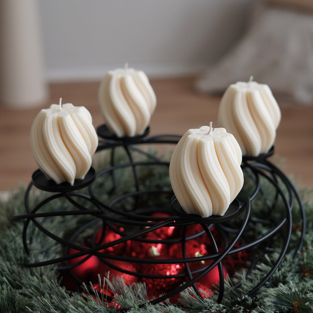 4er-Set Swirl Kerze für Adventskranz