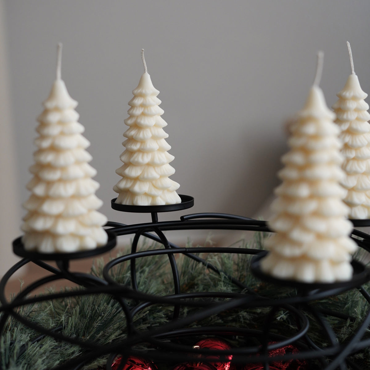 4er-Set Baum Kerze für Adventskranz (Größe M)