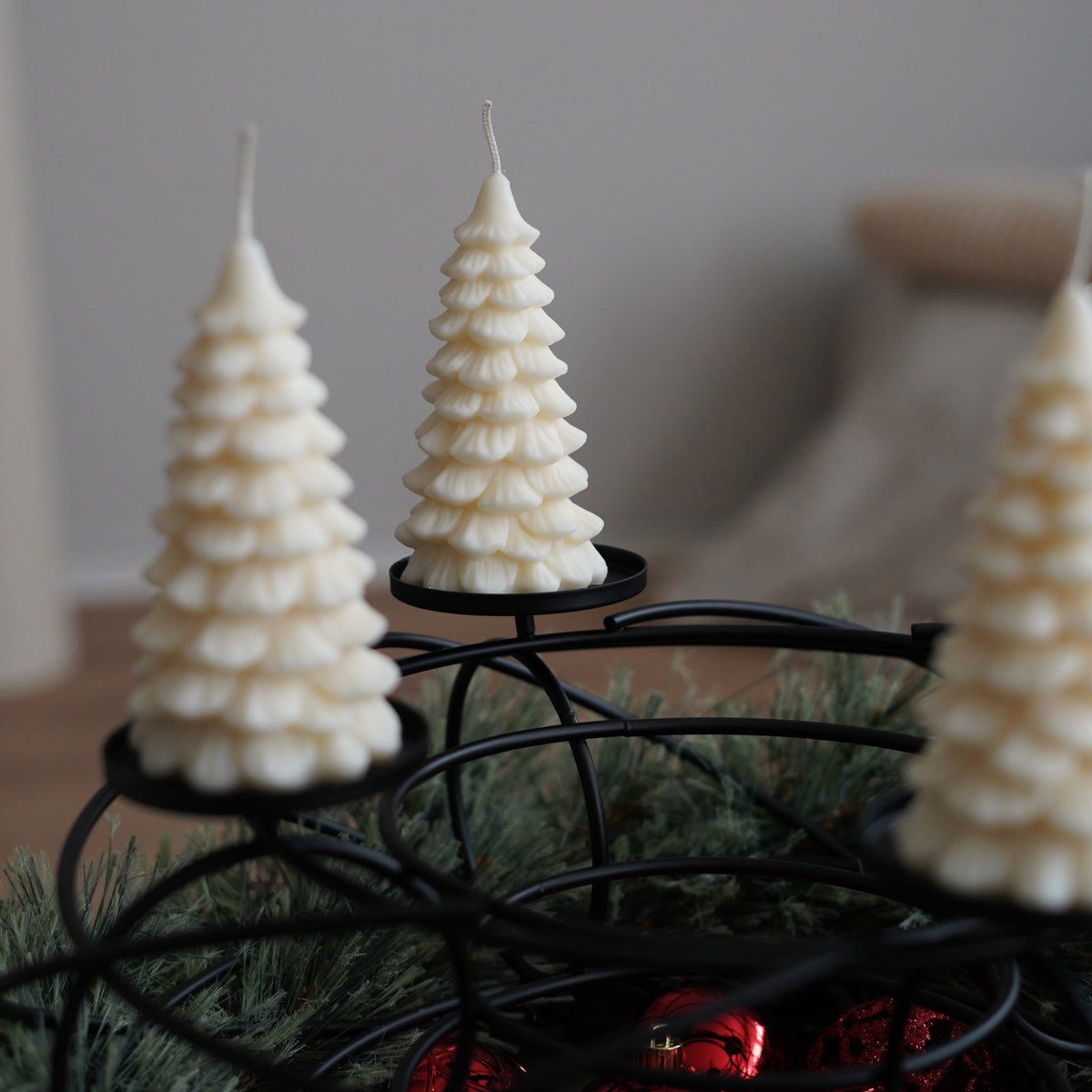 4er-Set Baum Kerze für Adventskranz (Größe M)