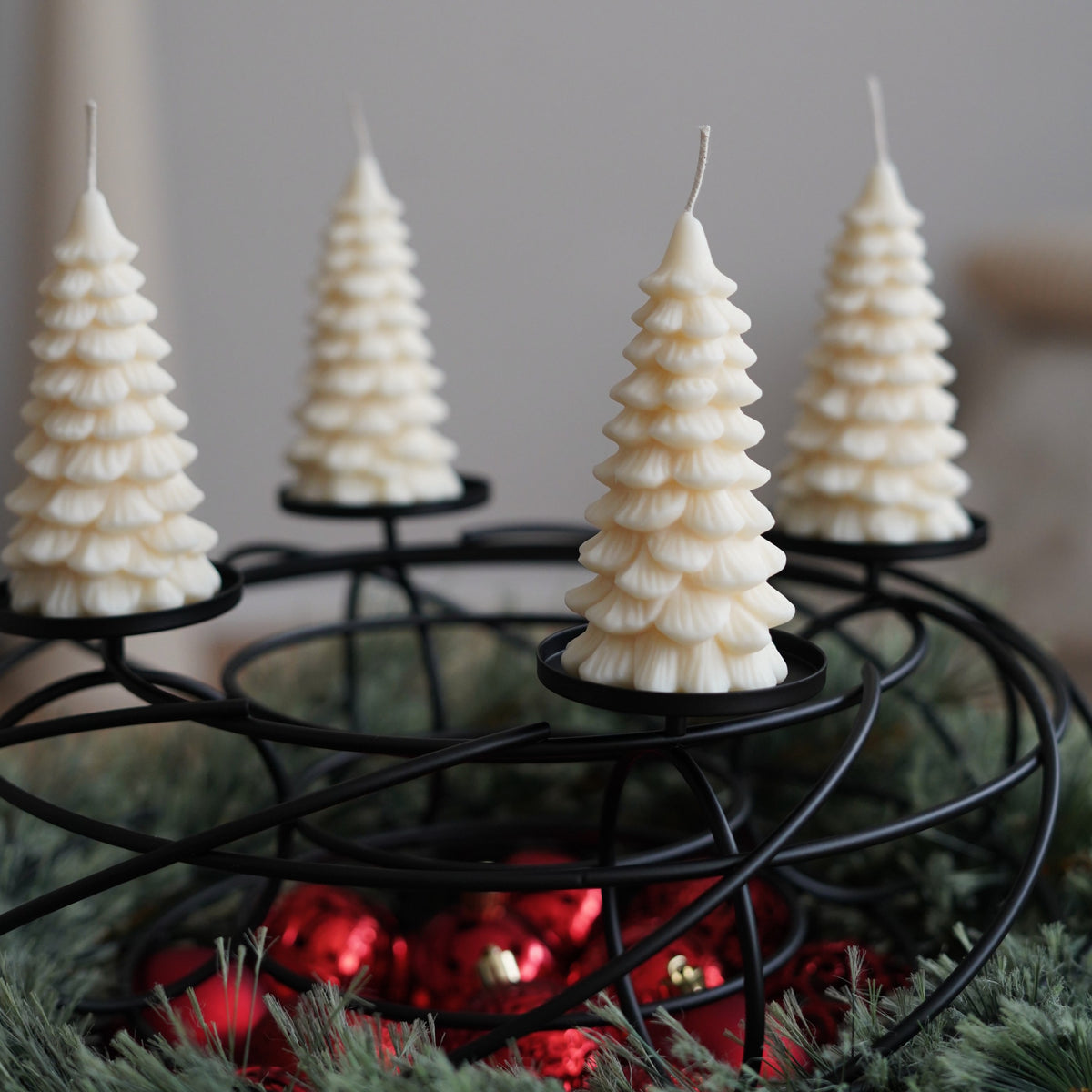 4er-Set Baum Kerze für Adventskranz (Größe M)