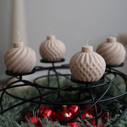 4er-Set Christbaumkugel Kerze für Adventskranz (hellbraun)
