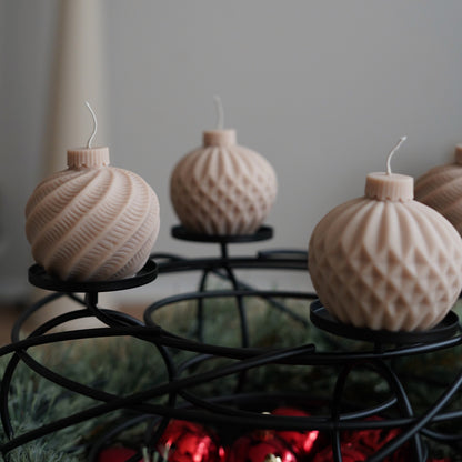 4er-Set Christbaumkugel Kerze für Adventskranz (hellbraun)