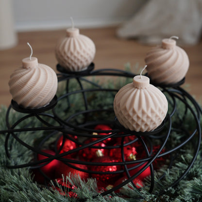 4er-Set Christbaumkugel Kerze für Adventskranz (hellbraun)