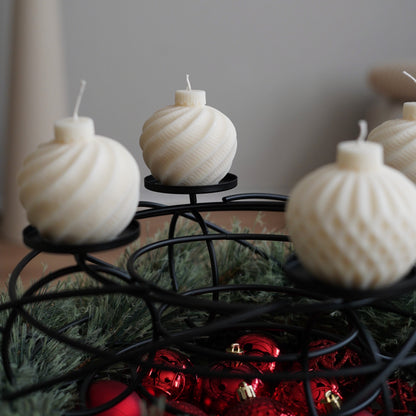 4er-Set Christbaumkugel Kerze für Adventskranz (creme)