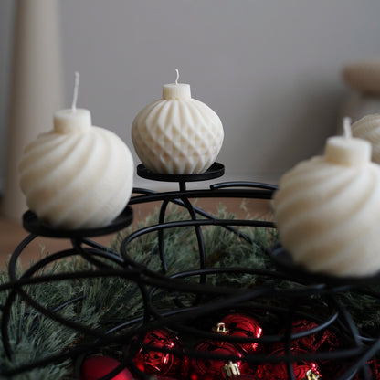 4er-Set Christbaumkugel Kerze für Adventskranz (creme)