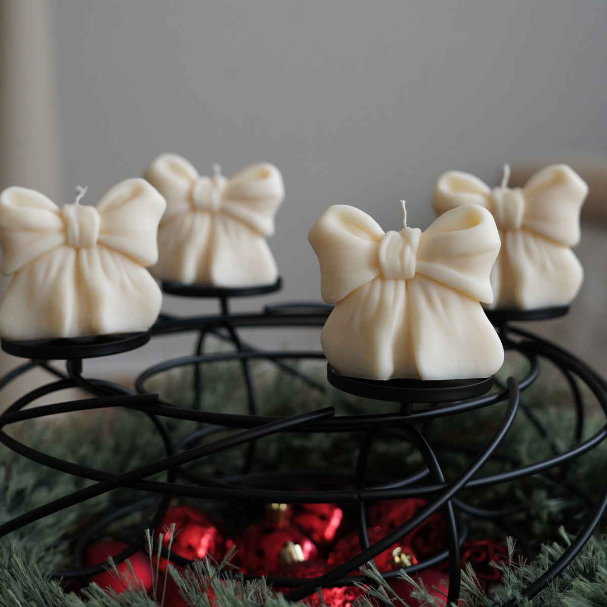 4er-Set Schleifen Kerze für Adventskranz