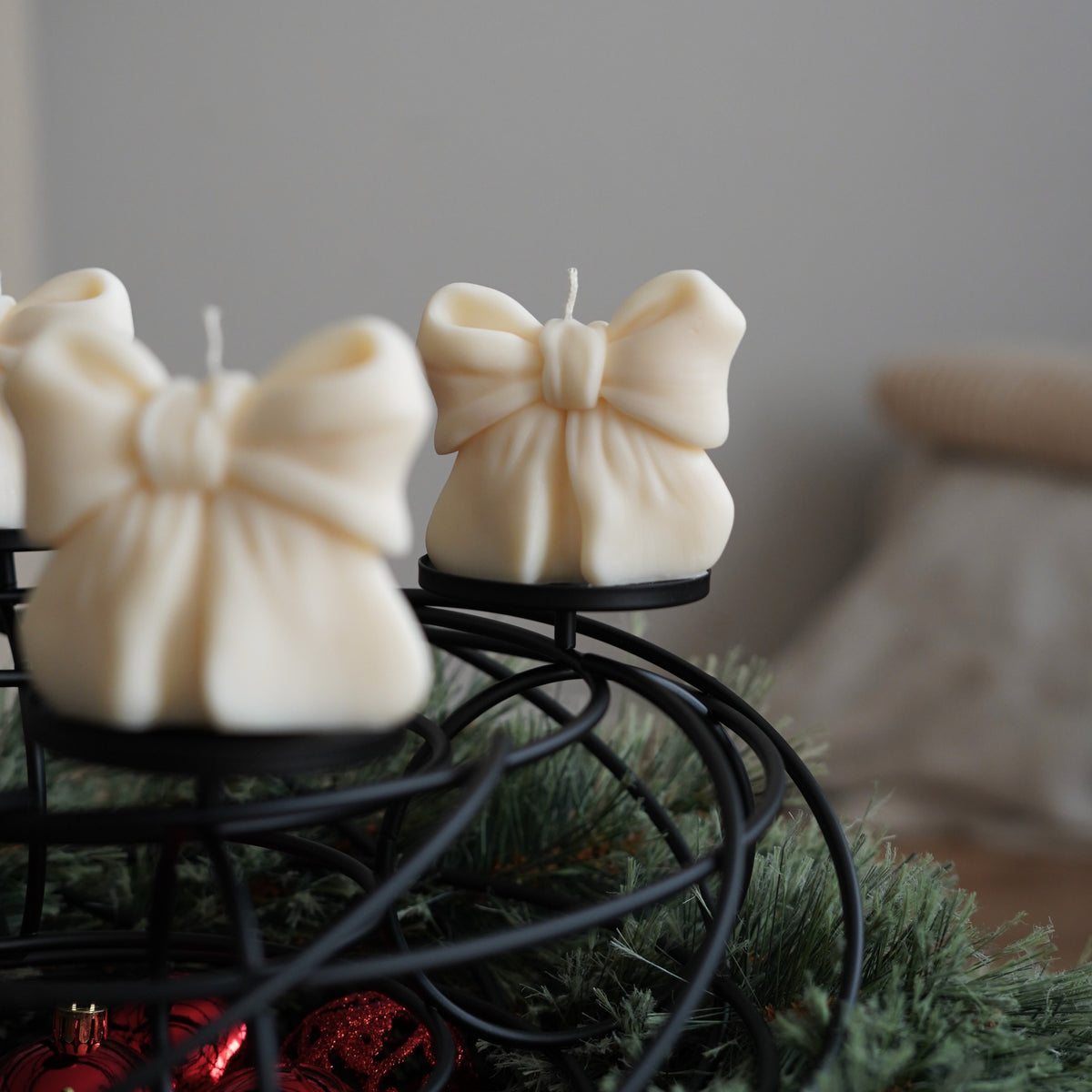 4er-Set Schleifen Kerze für Adventskranz