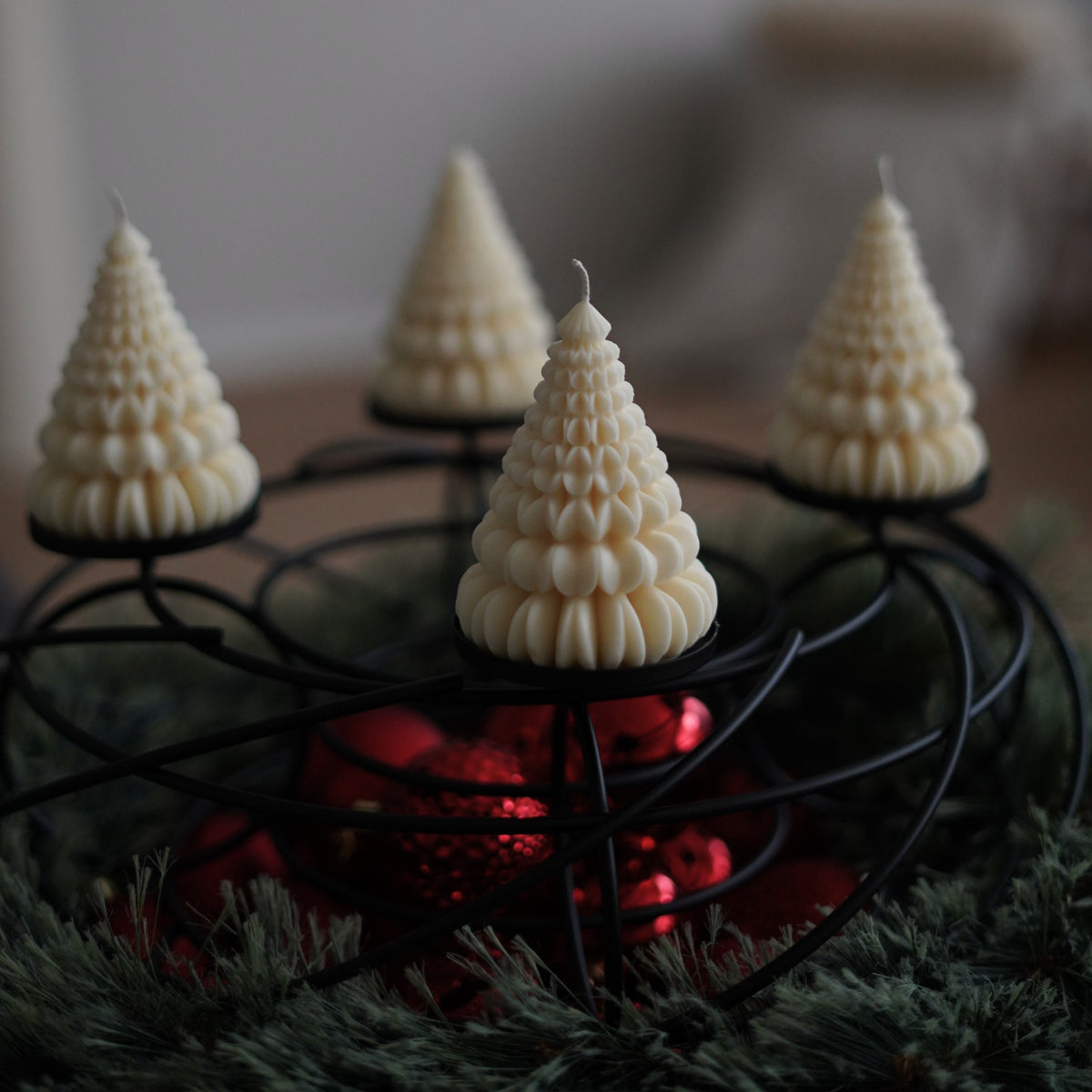 4er-Set Baum Kerze für Adventskranz