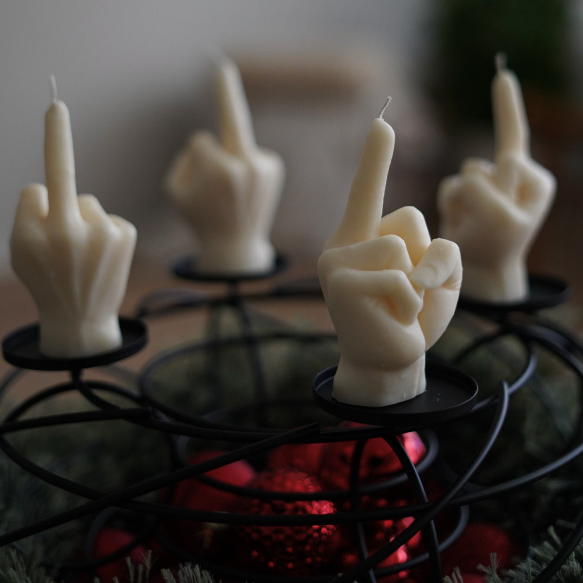 4er-Set Mittelfinger Kerze für Adventskranz