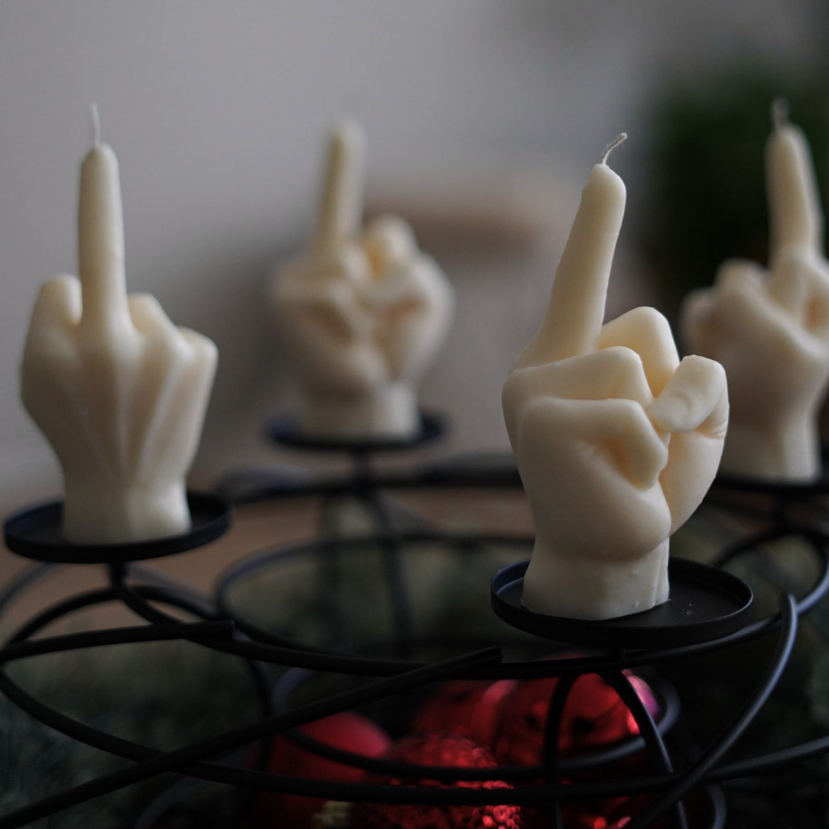 4er-Set Mittelfinger Kerze für Adventskranz