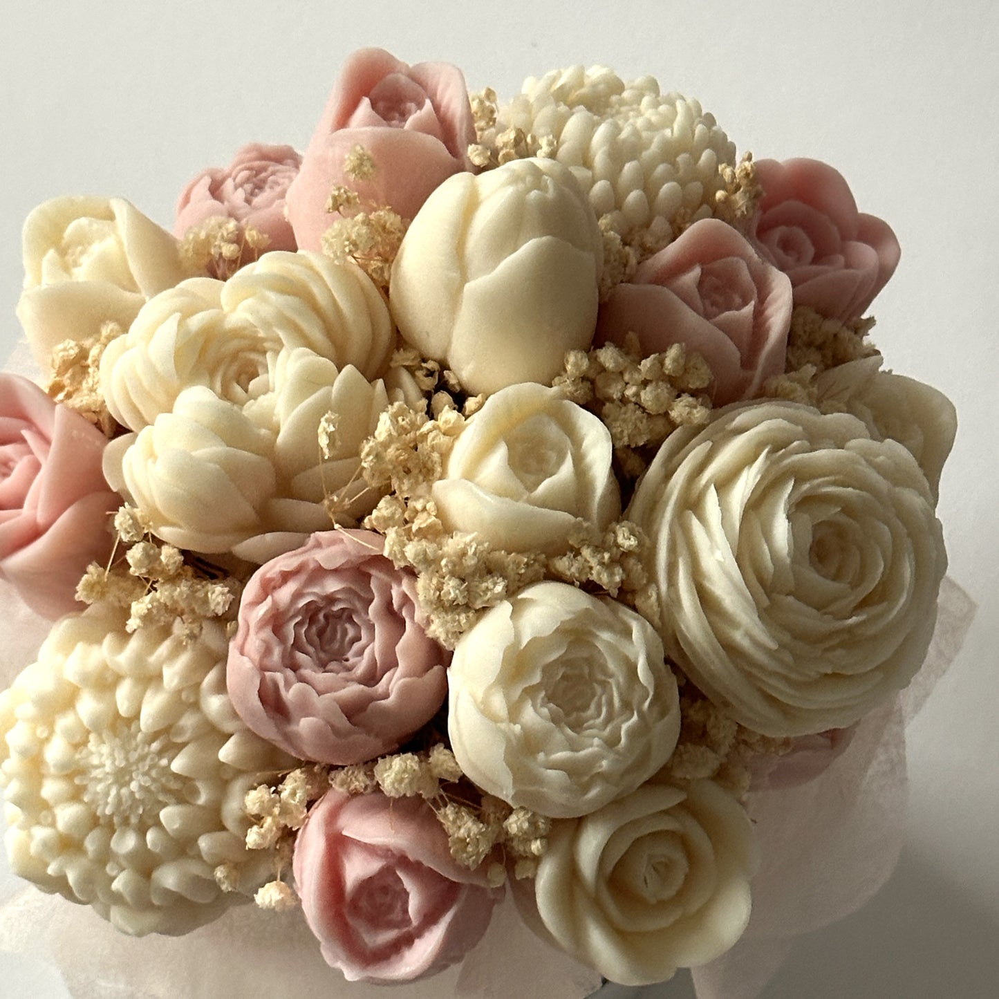 Lebenslanger Wachsstrauß "Rosé Bloom"